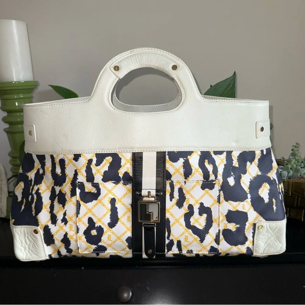 L.A.M.B. Gwen Stefani Vintage Y2K Leather Samburu Coated Cheetah Clutch/Satchel
